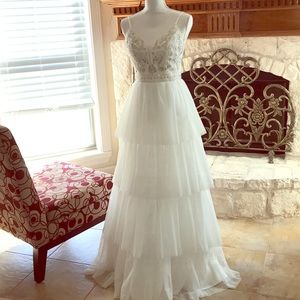 NWOT B. Darlin white tulle layered prom  Dr Sz-7/8